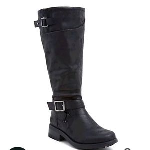 Black Torrid Oil Suede Faux Leather Knee High Boot